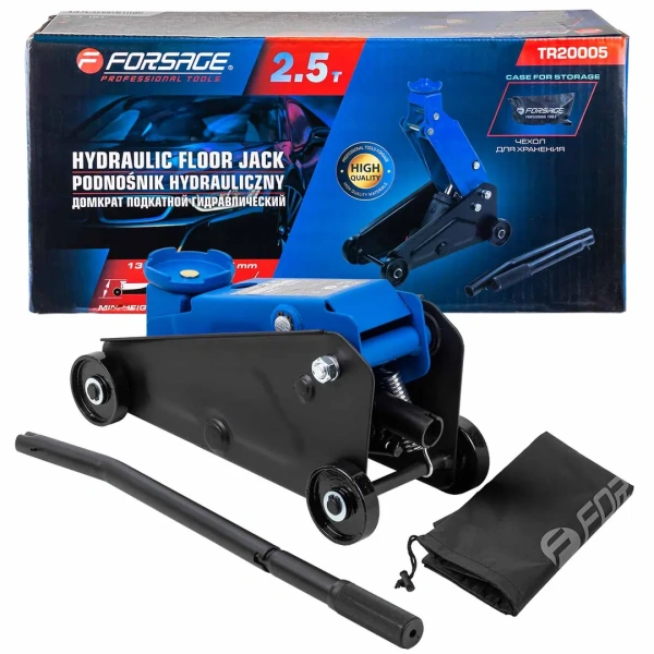 Домкрат подкатной гидравлический 2,5т ''Компакт''для кроссоверов и микроавтобусов +чехол для хранения(h min 135мм,h max 395)