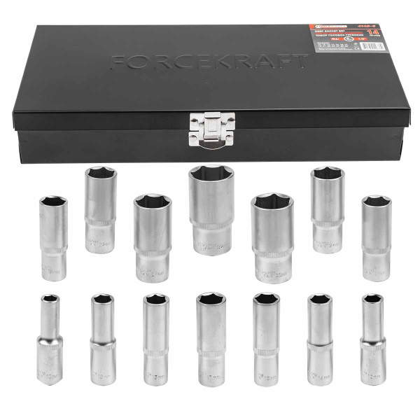 Набор головок глубоких 14пр. 1/2''в мет.кейсе