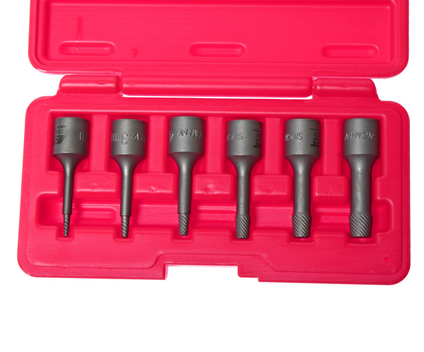 Набор экстракторов для поврежденных болтов JTC 1542 (2-10 мм, 6 предметов в кейсе)