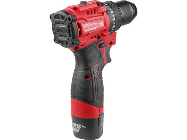 Аккум. дрель-шуруповерт WORTEX LX BD 1220 DLi 12В, 30 Нм, 2*1.5 Ач, патрон 10 мм, бесщёт.