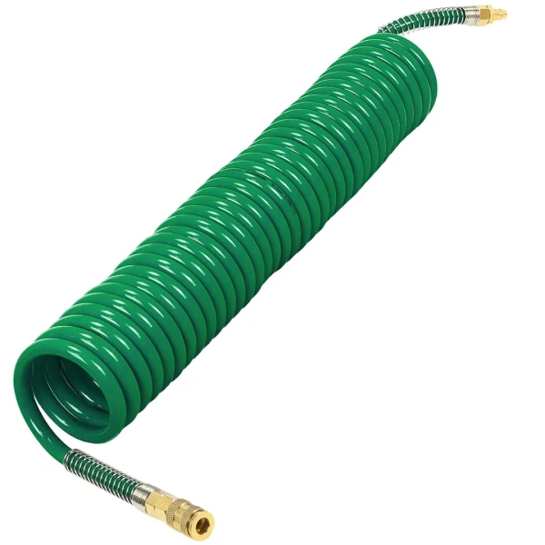 Шланг витой полиуретановый 10мм х 14мм х 10м с быстроразъемами (латунь, максимальное давление - 15bar, рабочая температура от -20 до +60 гр.)
