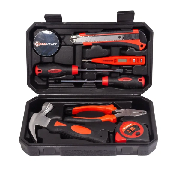 Набор инструментов 9пр.(отвертки:SL6мм,РН2,нож,индикатор.-я отвертка,изолента,рулетка 3м,плоскогубцы,молоток)