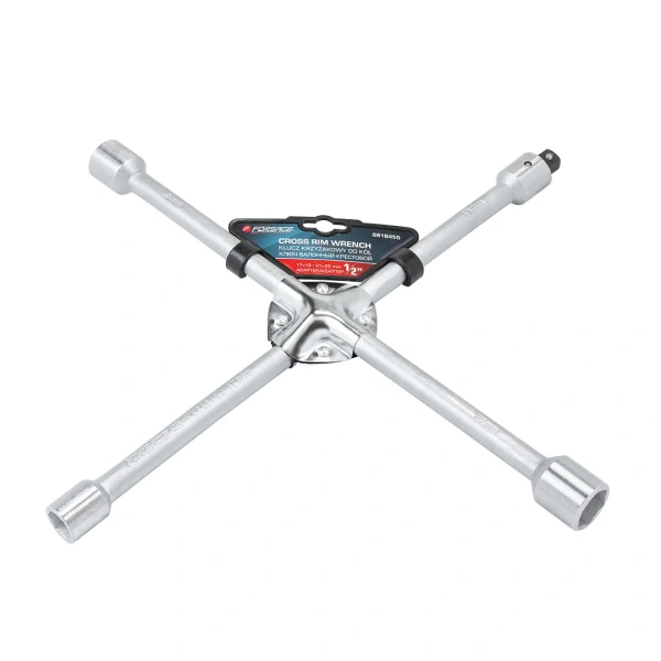 Ключ балонный крестовой 17-19-21-22мм с адаптером 1/2''на пластиковом держателе