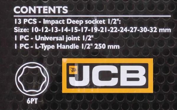 Набор головок ударных глубоких 6-гр. 1/2'',15пр. (10-32мм, вороток Г-обр., кардан) в ложементе