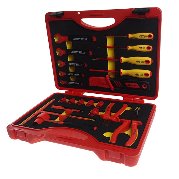 Набор инструментов слесарно-монтажный изолированных в кейсе JTC I017 (22 предмета, 3/8", 10-24 мм)