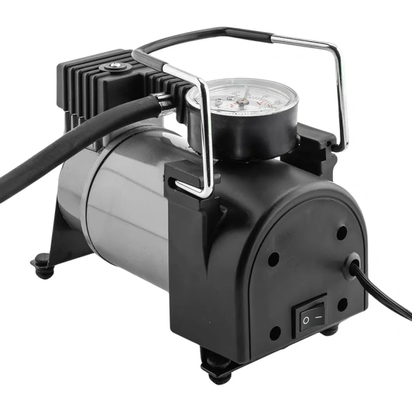 Компрессор автомобильный поршневой одноцилиндровый с аналоговым манометром (12В, 10А, 30л/мин, 7бар) в комплекте с переносной сумкой