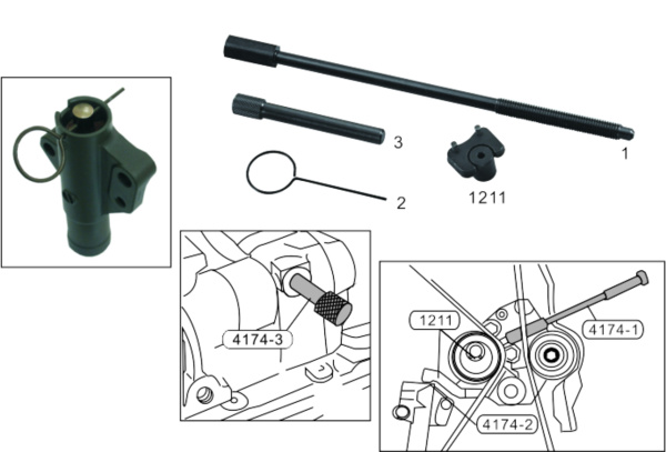 Набор фиксаторов валов и натяжного устройства приводного ремня ГРМ JTC 4174 (HYUNDAI, MITSUBISHI)