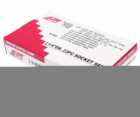 Набор головок торцевых и насадок  6-ти гранных JTC H223S (1/4", 5/32"-1/2", Т20-Т40, 23 предмета в кейсе)