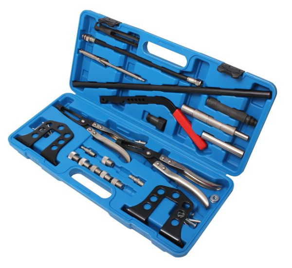 Рассухариватель клапанов сборный в комплекте со щипцами для маслосъемных колпачков, 26пр. в кейсе