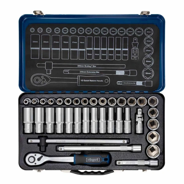 Набор инструментов 36пр. 1/2''(6гр.) (8-32мм, Cr-V), в металлическом кейсе