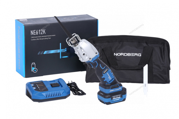 Сабельная пила аккумуляторная мини NORDBERG NE612K (ход 13 мм)