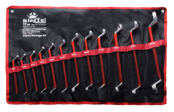 Набор ключей накидных, отогнутых на 75град., 12пр. (6х7-21х23, 24х27, 25х28,30х32мм)