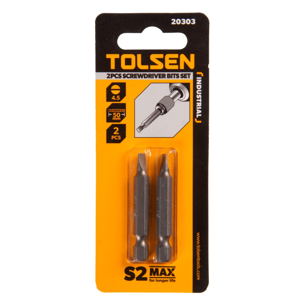 Набор вставок (бит) торцевых 1/4" Slotted 4,5х0,6 мм 50 мм 2 предмета TOLSEN TT20303