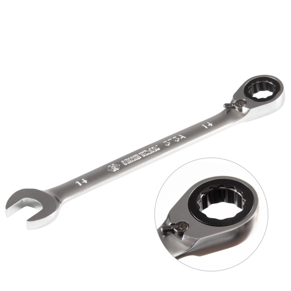 Ключ трещоточный комбинированный с реверсом KING TONY 373A14M (14 мм)