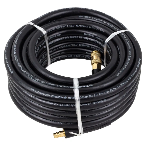 Шланг резиновый воздушный армированный с фитингами 10мм х 17мм х 15м (20-60бар, раб. t от -30 до +70°С)