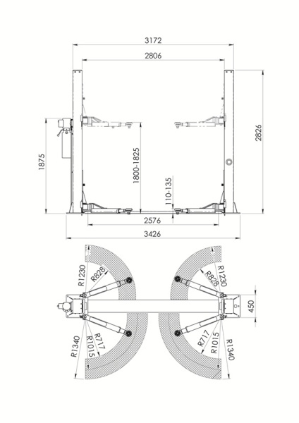 Подъемник двухстоечный 380 В UNITE U-T40G 380В за 3776 BYN!