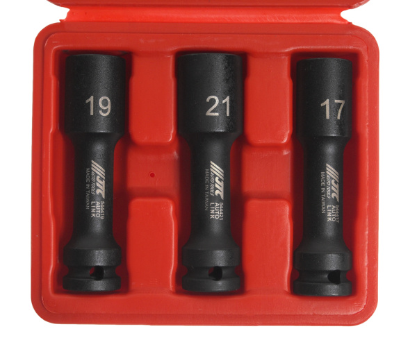 Набор головок ударных для литых дисков JTC 5444 (17-19-21 мм, L=100 мм, 3 предмета в кейсе)