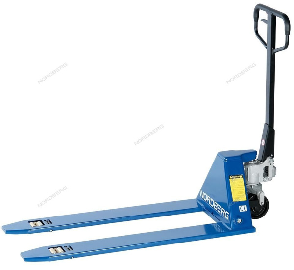 Тележка (рохля) складская гидравлическая с низким подхватом 1,5 т, с полиуретановыми колесами, мин. высота 52 мм NORDBERG N3903-15