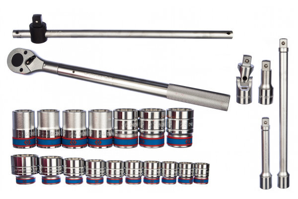 Набор торцевых головок с принадлежностями 3/4", двенадцатигранные, 22-50 мм, 23 предмета KING TONY 6023MR