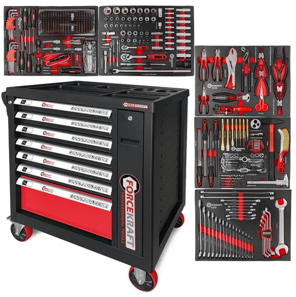 Тележка инструментальная 7-и полочная с набором инструментов 274пр и дополнительной боковой секцией 810х480х850мм