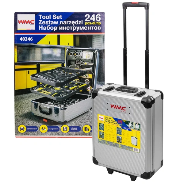 Набор инструментов 246пр. 1/4'',1/2''(6гр.)(4-21мм), в алюминиевом кейсе