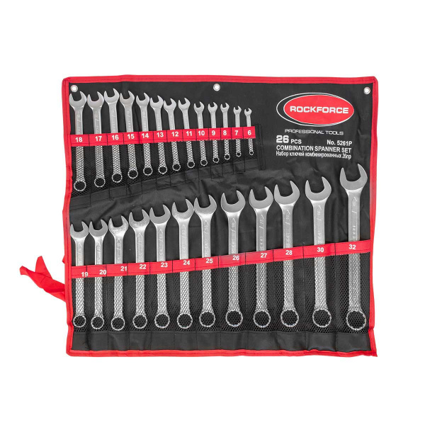 Набор ключей комбинированных 26пр.(6-28, 30, 32мм),на полотне