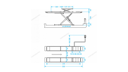 Подъемник ножничный для сход-развала N635-4,5B_380_H (4,5 т, 380 В, 2 уровня, аварийное опускание)