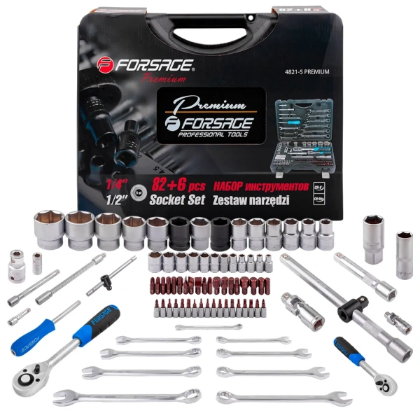 Набор инструментов 82+6пр.1/4''1/2''(6гр.)+(головка-бита 1/4''T40