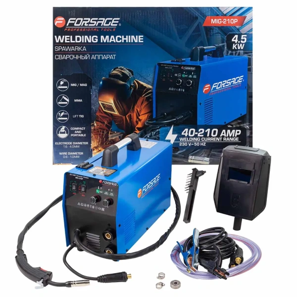 Сварочный аппарат (4.5кВт, 230В, диаметр электрода - 1.6-4мм, диаметр проволоки - 0.6-1мм, сварочный ток - 40-210А)