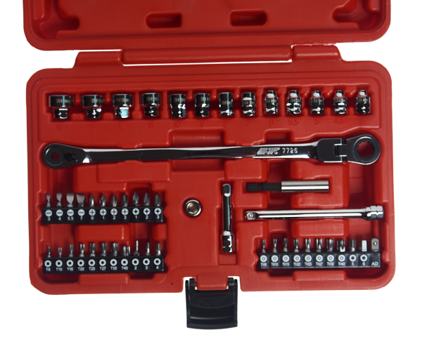 Набор бит и головок торцевых коротких с трещоточным ключом JTC 7726 (1/4")