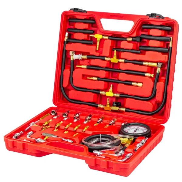 Тестер давления топлива в наборе с адаптерами 46пр. (0-10 bar) в кейсе.