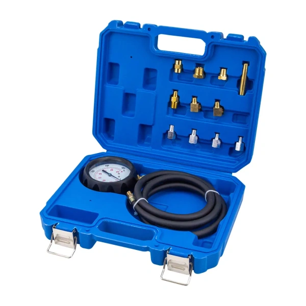 Тестер давления масла в наборе с резьбовыми адаптерами 12пр., (0-28bar), в кейсе