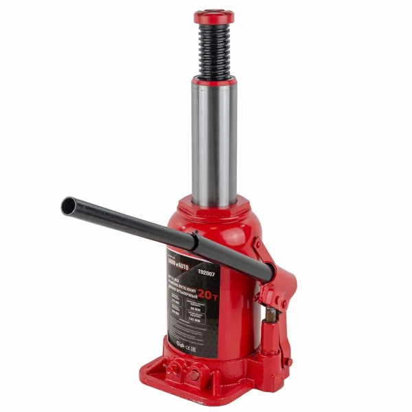 Домкрат бутылочный 20т с клапаном (h min 235мм, h max 440мм, ход штока-145мм, ход винта-60мм)