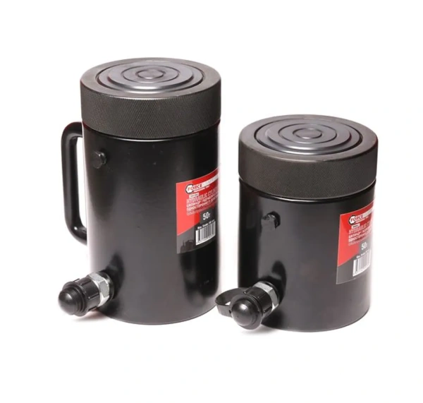 Цилиндр гидравлический с резьбовым штоком и гайкой для механической фиксации 50т (ход штока-100мм, Ø штока-95мм,общий Ø-123мм, L-214мм, 700bar)