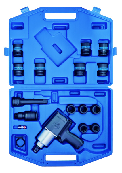 Гайковерт пневматический ударный 3/4" 1085 Нм с комплектом ударных головок 18 предметов KING TONY 64115MP02