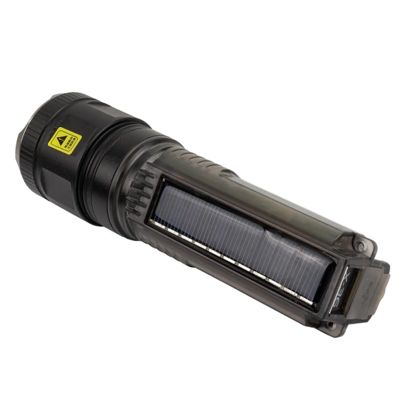 Фонарь ручной аккумуляторный с функцией повербанка и солнечной панелью (7 реж. работы, аккум. 1800мАч, 15Вт, время работы 2-6ч, время зар. 4ч, 1000м)