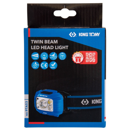 KING TONY 9TA53 Фонарь светодиодный, налобный, 1 Led COB, 3,7 В