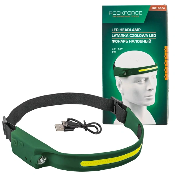 Фонарь налобный ударопрочный (3-4.5V, 3W, IPX4)