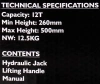 Домкрат пневмогидравлический 12т(высота подхвата - 260мм, высота подъема - 500мм)