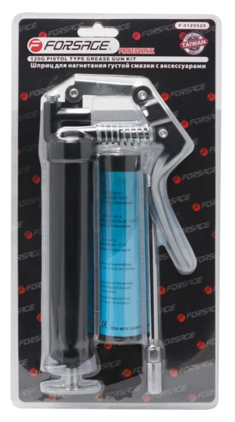 Шприц для нагнетания густой смазки с жестким наконечником и тубой 120гр., в блистере