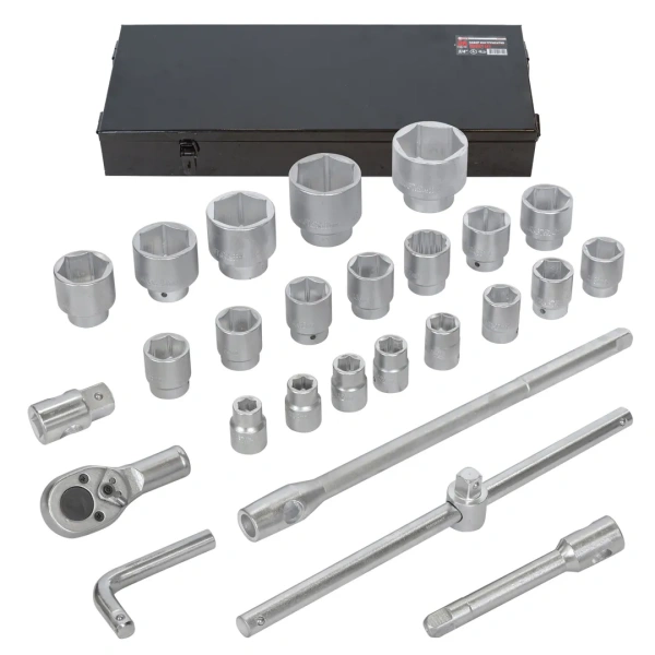 Набор инструментов 3/4 '',26 пр.(6гр.)(17,19,21,22,24,27,30,32,33,34,35,36,(36-12гр),38,41,46,50-3/4'',55,60,65мм-1''),в кейсе