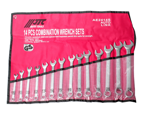 Набор ключей комбинированных в планшете JTC AE2414S (8-24 мм, 14 предметов)