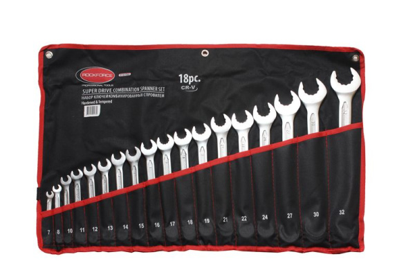 Набор ключей комбинированных с профилем ''Super Drive''12гр., 18пр. (7, 8, 10-19, 21, 22, 24, 27, 30, 32мм), на полотне