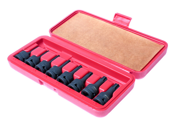 Набор головок торцевых ударных JTC J408T (1/2", TORX, Т25-Т60, L=60 мм, 9 предметов в кейсе)