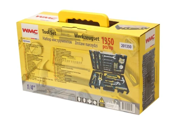 Набор инструментов 1350 пр 1/4''(шарнирно-губцевой, ударный, головки, отвертки, биты, крепежи) (6гр.)(5-13мм) в кейсе