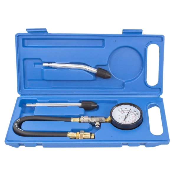 Индикатор компрессии бензинового двигателя Profi (0-21Bar, М14, М18 + жесткий прижимной адаптер-переходник-2шт) 4пр., в кейсе