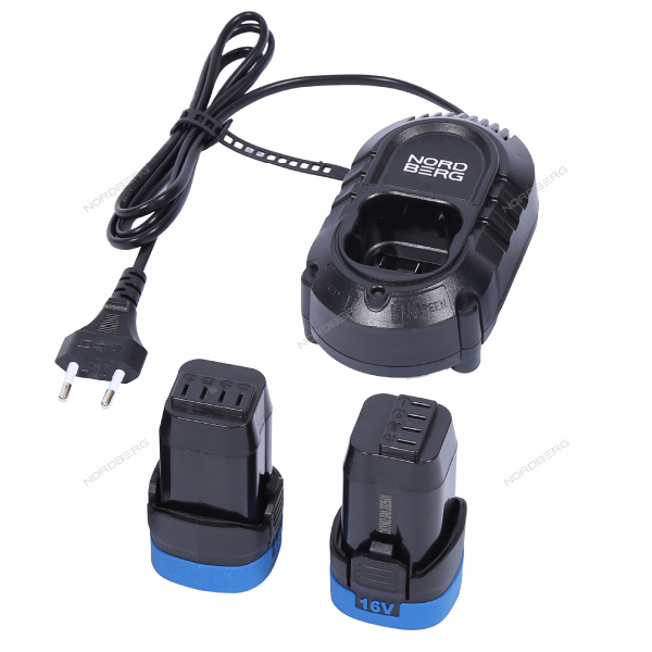 Шуруповерт аккумуляторный NORDBERG NE104K (макс.Ø сверла 10 мм, 16 В, 60 Нм, 2 аккумулятора и зарядное устройство)