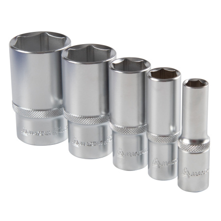 Набор глубоких торцевых головок шестигранные МАСТАК 5-014021 (1/2", 8-36 мм, ложемент, 21 предмет)