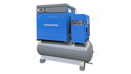 Компрессор винтовой NORDBERG NCB20RD (15 кВт, 10 бар, 2150 л/мин, ресивер 410 л, IP23, осушитель)