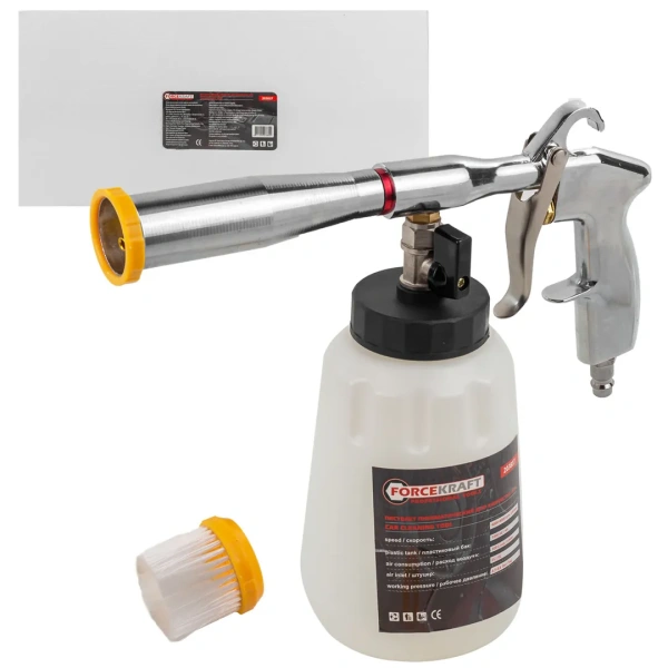 Пистолет пневматический ''Tornado'' для химчистки салона а/м с емкостью 1л (4000-8000об/мин, расход воздуха 400 л/мин,6.5-8.6 бар)